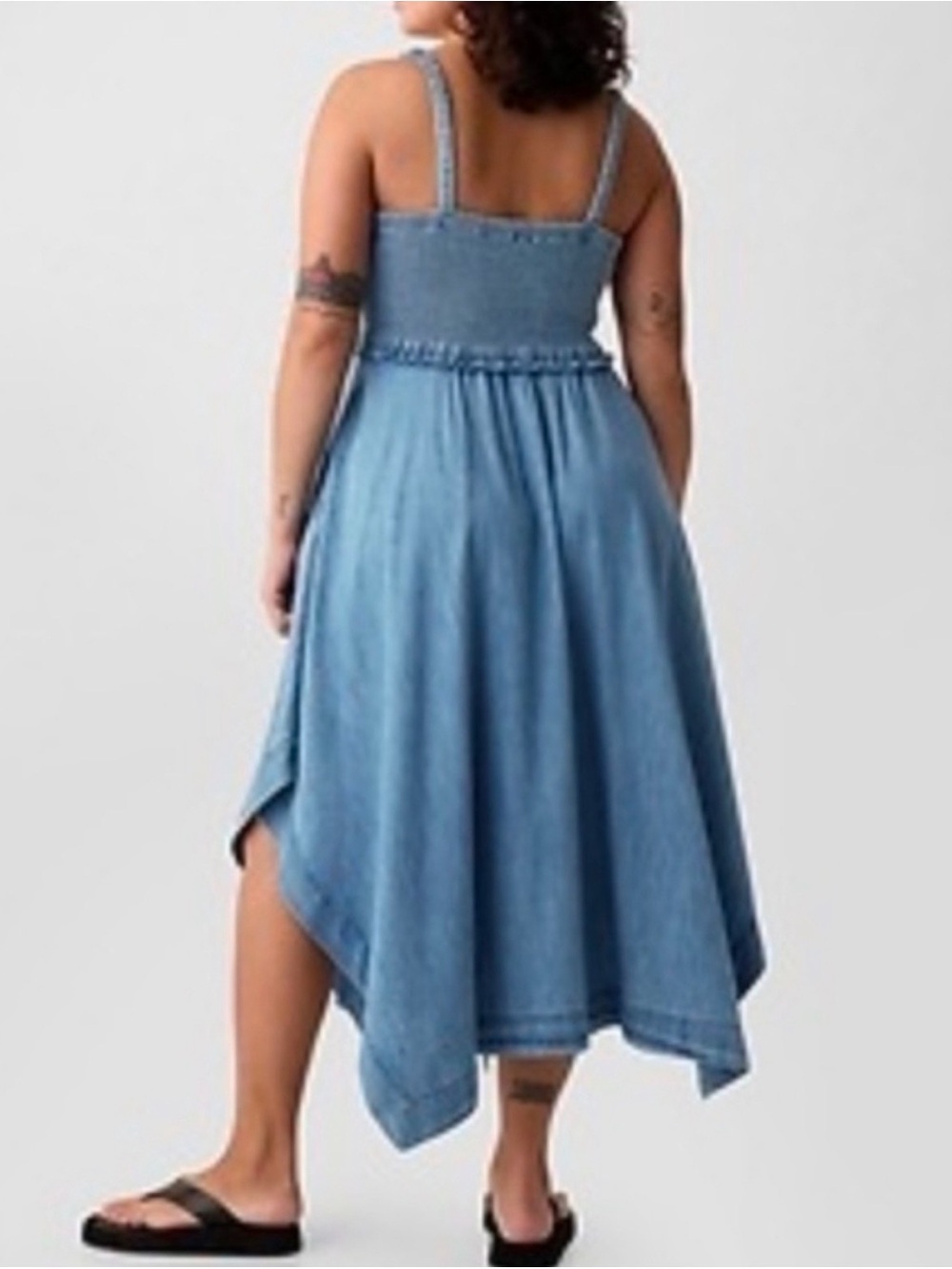 GAP Blue Denim Midi Dress with Handkerchief Hem